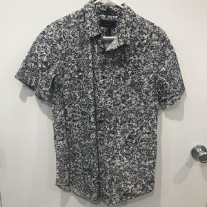 Grey Floral Button Up